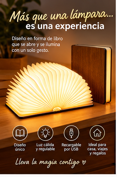 Lámpara libro plegable de madera